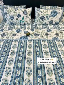 6 Pc Pure Cotton Quilted Bedcover Set with Bedsheet & Pillow