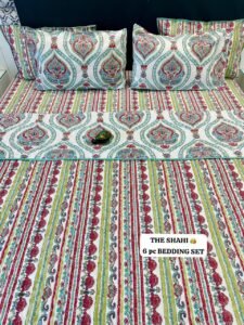 6 Pc Pure Cotton Quilted Bedcover Set with Bedsheet & Pillow