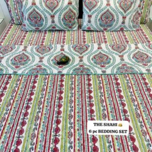6 Pc Pure Cotton Quilted Bedcover Set with Bedsheet & Pillow